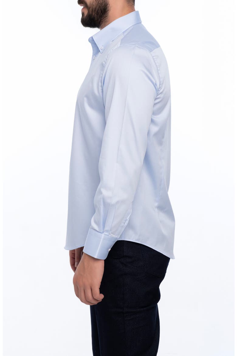 Solid Cotton Slim Fit Button Down Shirt, Alternate, color, LIGHT BLUE