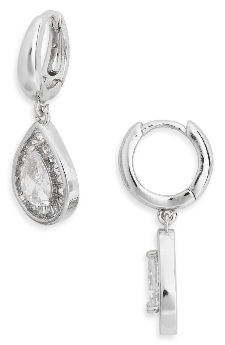 NORDSTROM RACK CZ Dangle Hoop Earrings, Main, color,