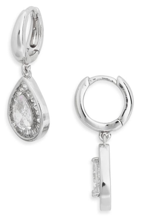CZ Dangle Hoop Earrings