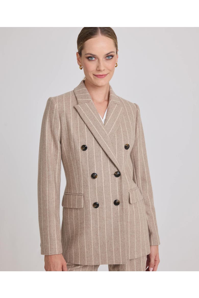 Eve Double Breasted Jacket, Main, color, Fawn Cream Pinstripe