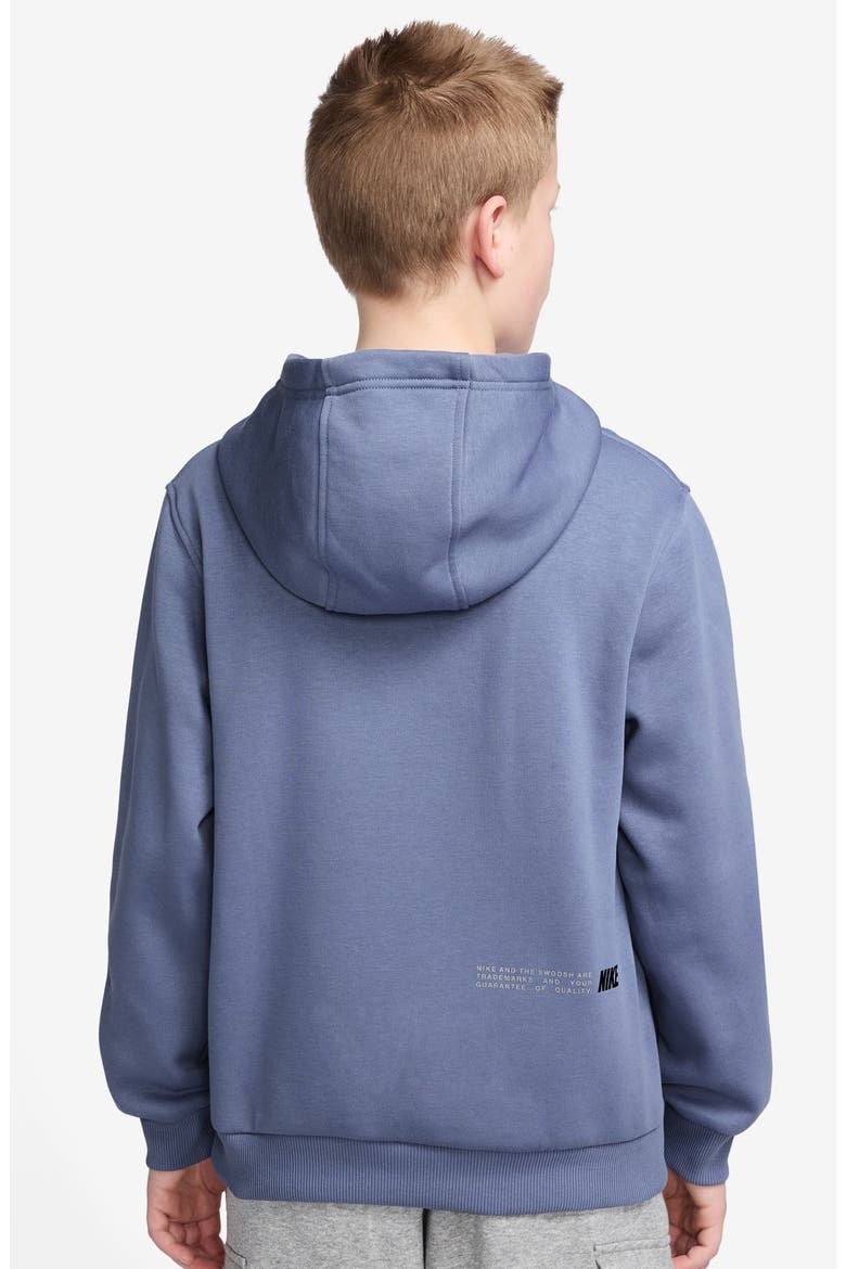 Kids' Cotton Blend Fleece Hoodie, Alternate, color, WORLD INDIGO/ GHOST