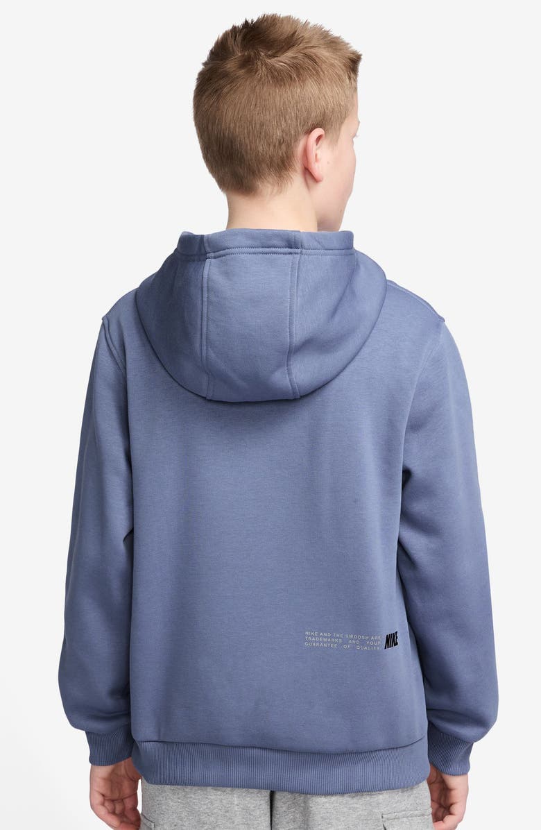 Nike Kids' Cotton Blend Fleece Hoodie, Alternate, color, World Indigo/ Ghost