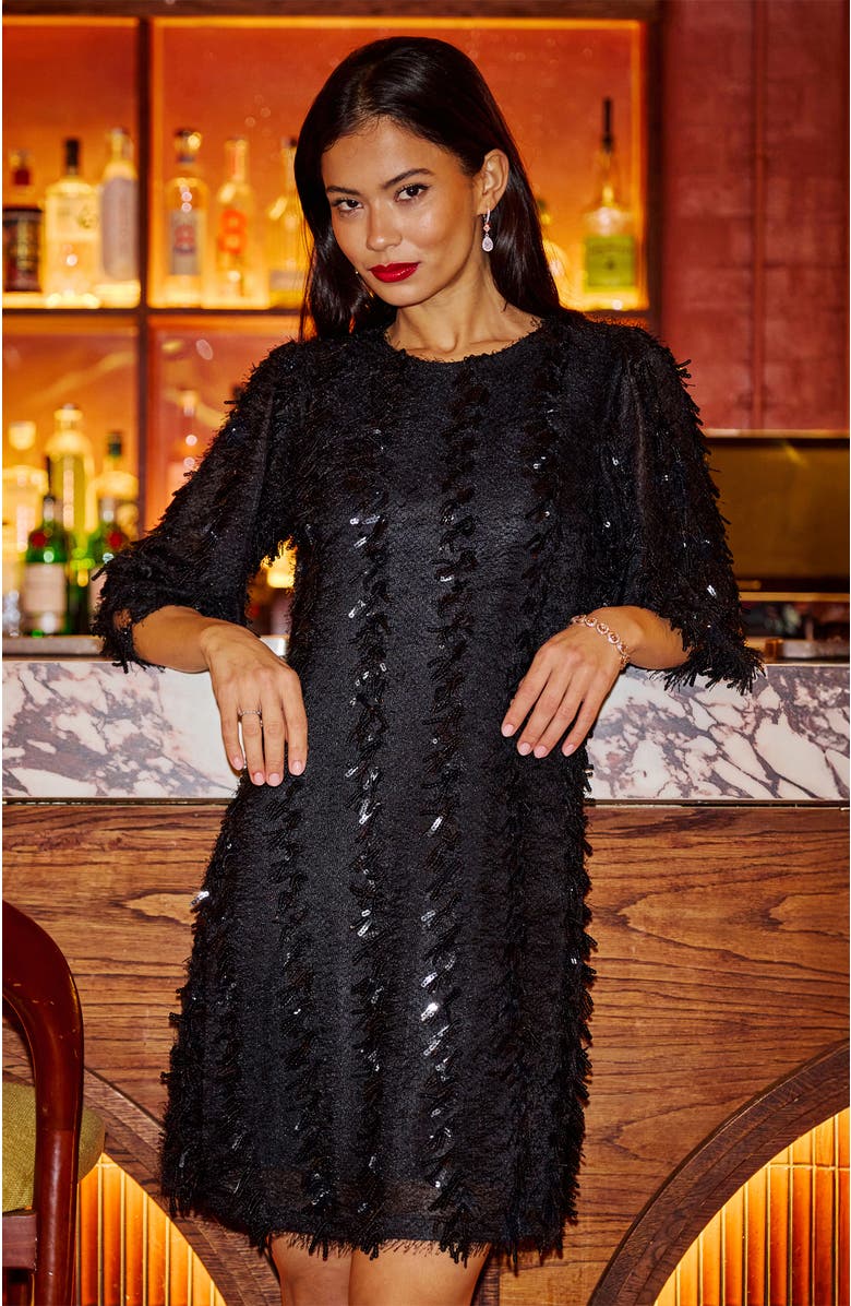 Yumi Hanging Sequin Tunic Dress, Alternate, color, Black