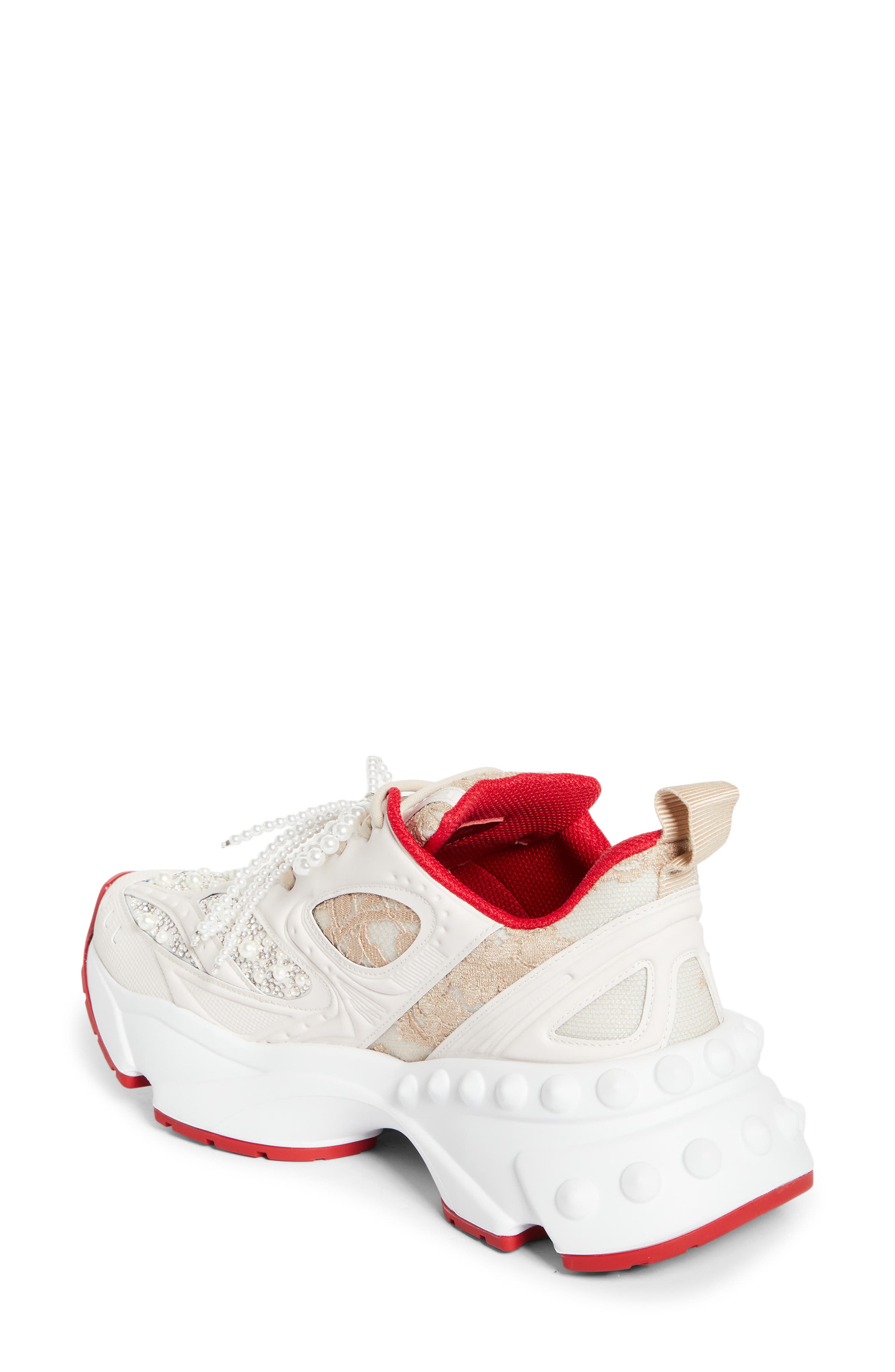 Christian Louboutin So Flo Perla Sneaker, Alternate, color, Pearl