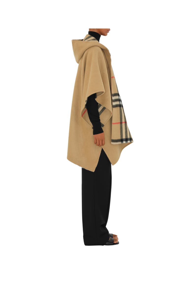 Cashmere Hooded Cape, Alternate, color, Archive beige