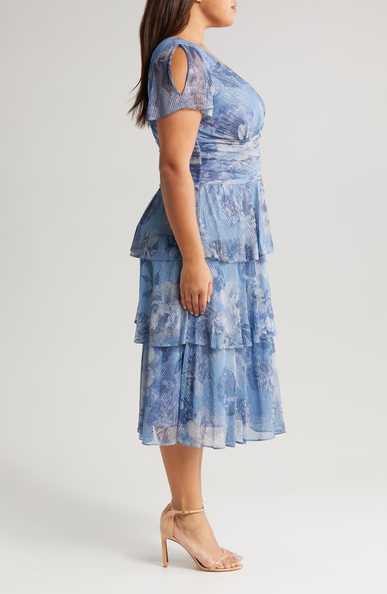 SL FASHIONS Metallic Tiered Dress, Alternate, color,