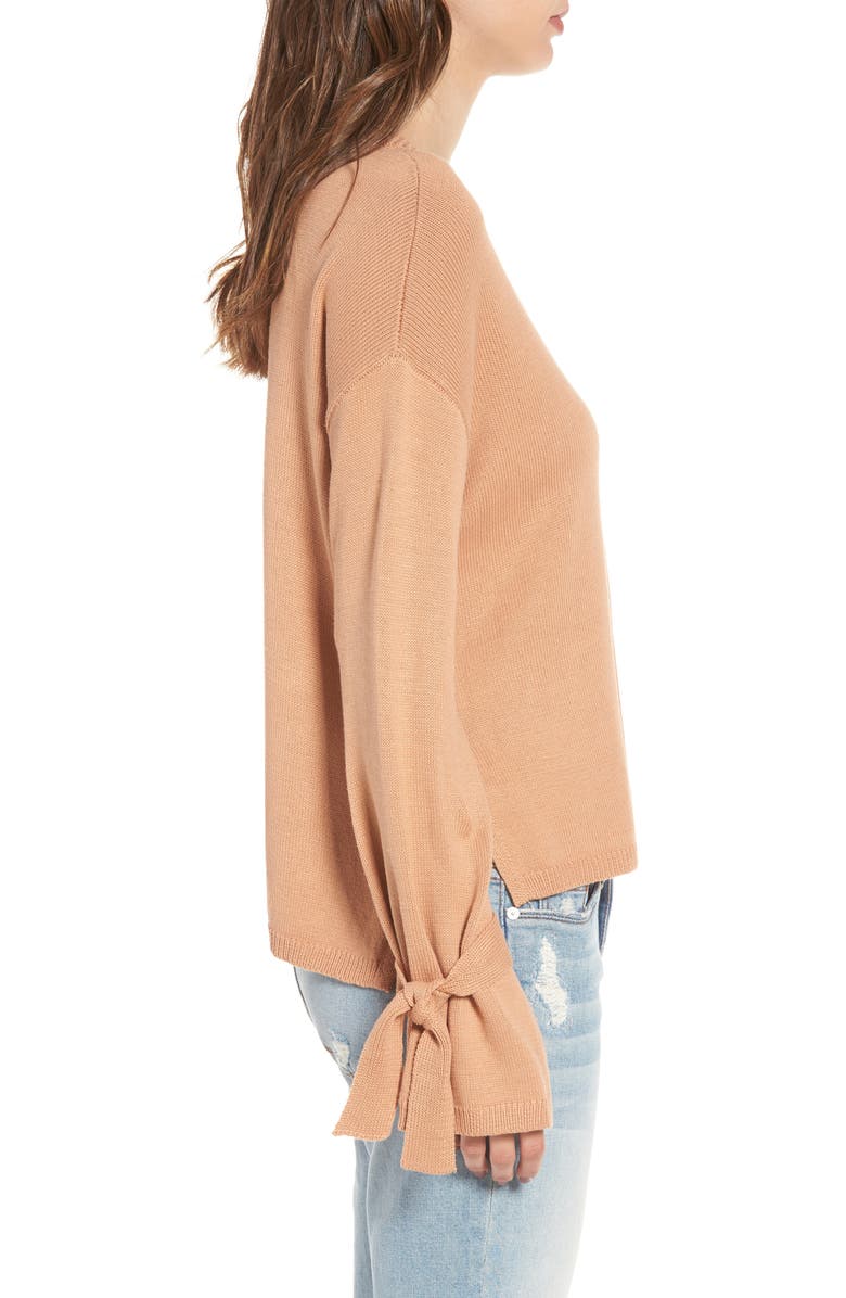 ASTR the Label Tie Sleeve Sweater, Alternate, color, Tan Cork