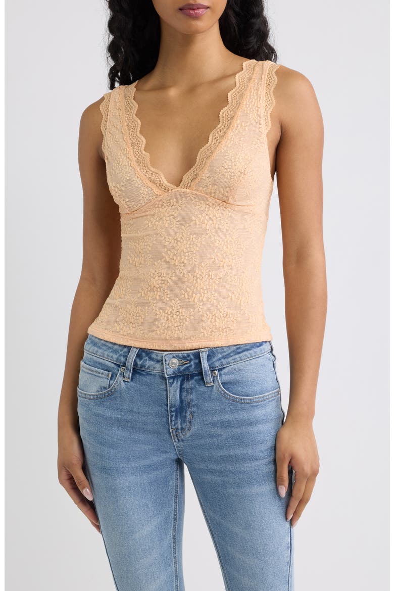 Loved You First Lace Tank, Main, color, PEACHY KEEN