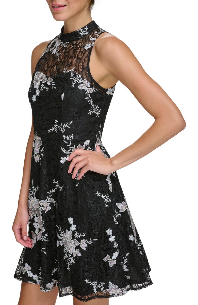 Kensie Floral Embroidered Lace Fit & Flare Dress, Alternate, color, 