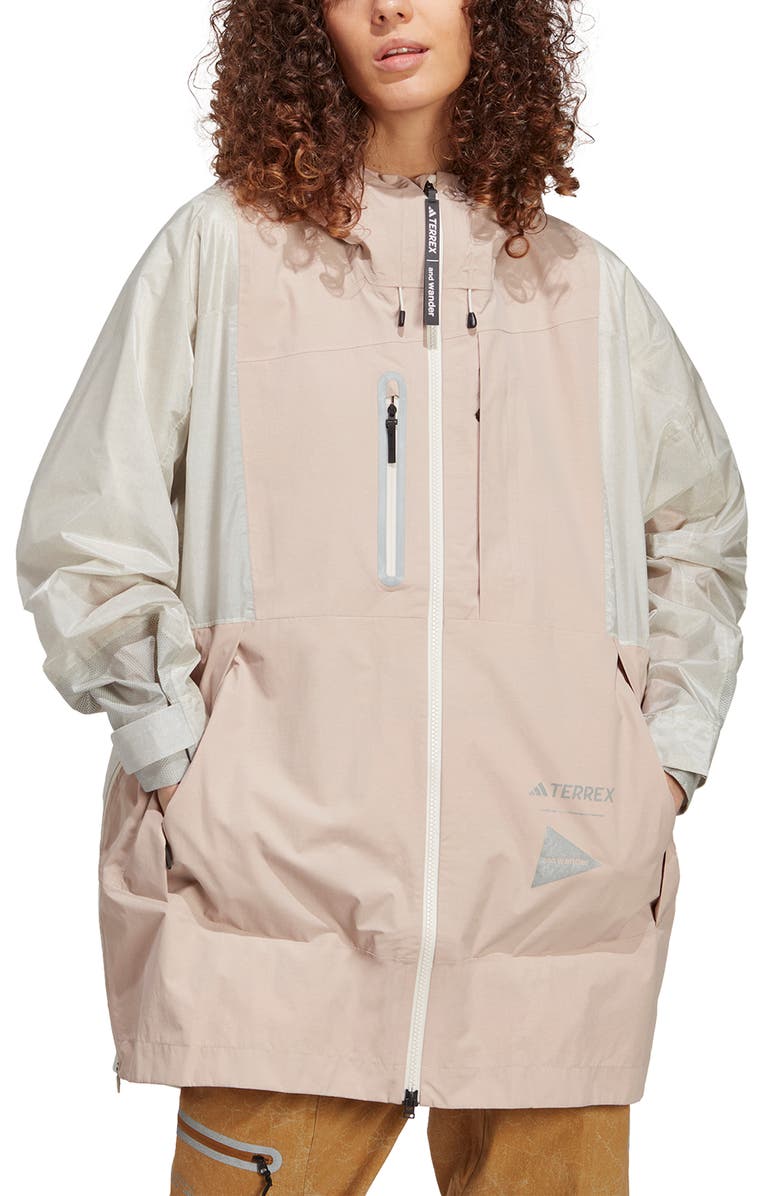 adidas x and wander Terrex Xploric Rain.RDY Water Repellent Hooded Jacket, Main, color, 