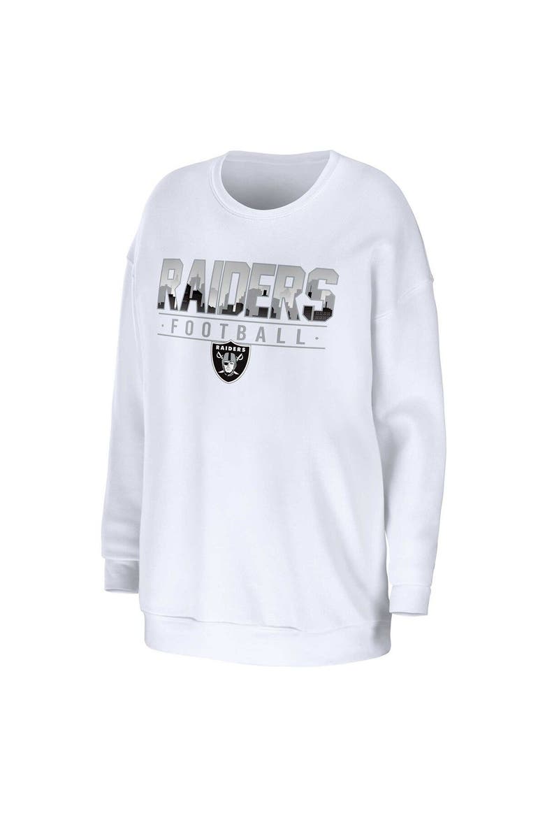 Women's WEAR by Erin Andrews White Las Vegas Raiders Domestic Pullover Sweatshirt, Alternate, color, White