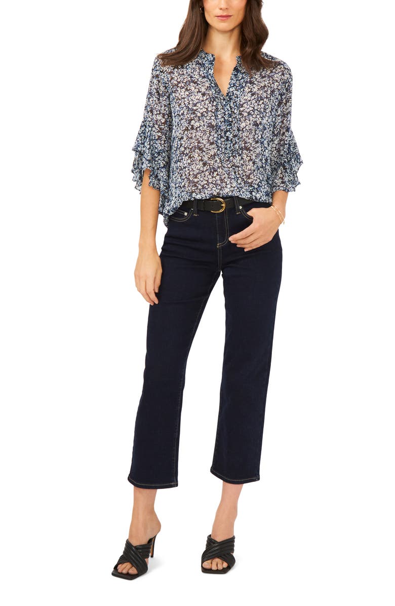 Vince Camuto Floral Print Flutter Sleeve Blouse, Alternate, color,