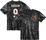 Outerstuff Girls Youth Joe Burrow Black Cincinnati Bengals Sequin V-Neck Fashion Jersey