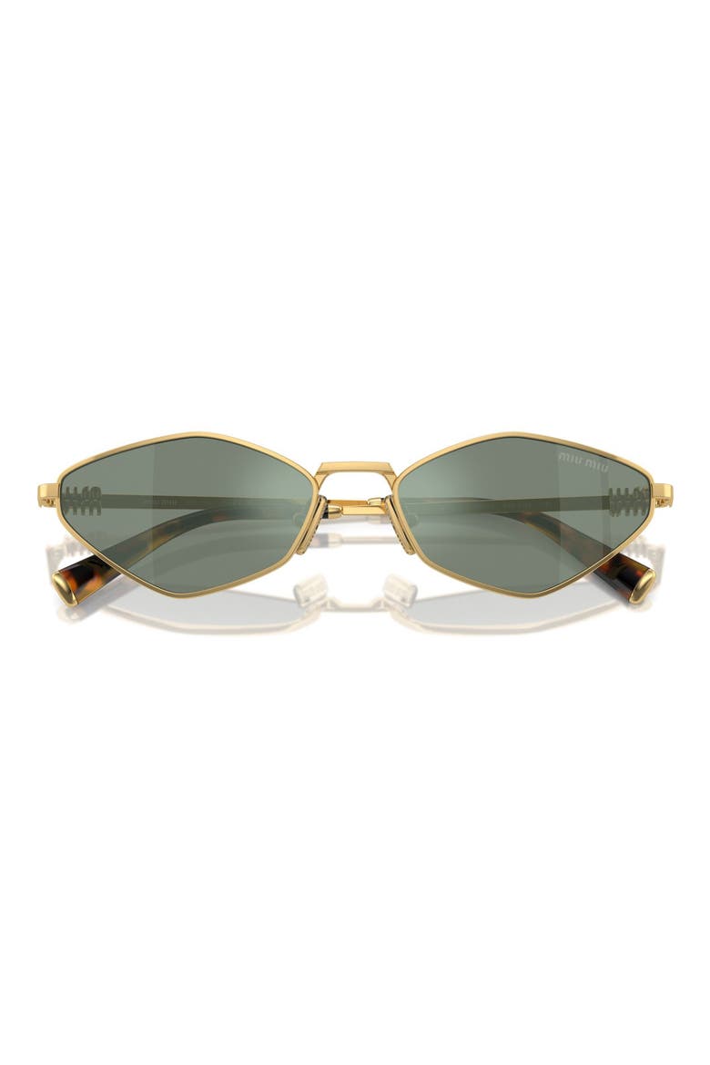 56mm Irregular Sunglasses, Alternate, color, GOLD / GREEN MIRROR / SILVER