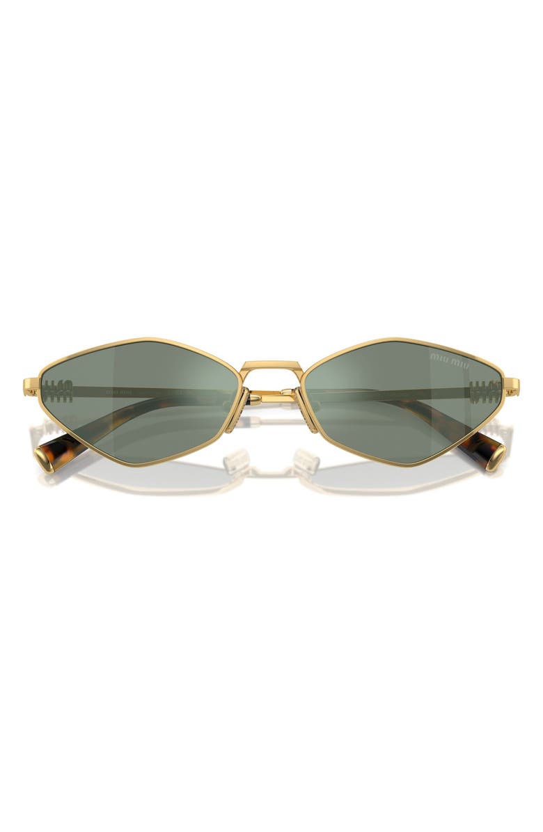 Miu Miu 56mm Irregular Sunglasses, Alternate, color, Gold / Green Mirror / Silver