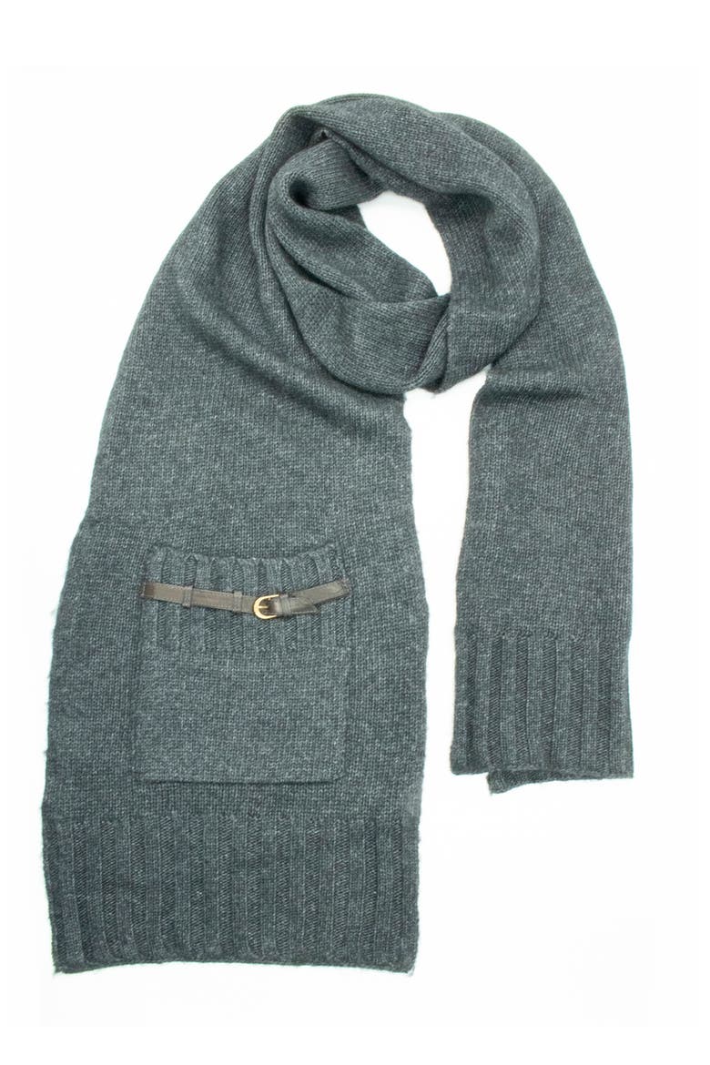 scarf with pocket and nappa belt, Main, color, H CHARCOAL/TEAK