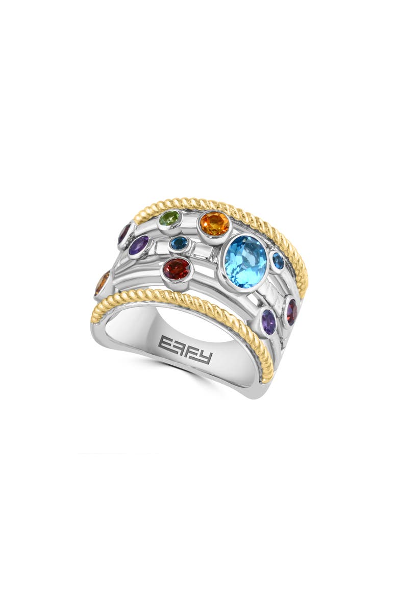 Two-Tone Semiprecious Stone Multiband Ring, Main, color, MULTI