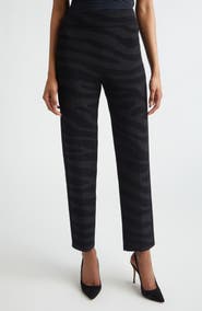 ST. JOHN Isabel Metallic Zebra Jacquard Santa Roma Knit Pants