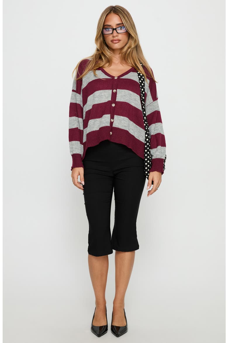 Devvon V-Neck Stripe Cardigan, Alternate, color, MULTI