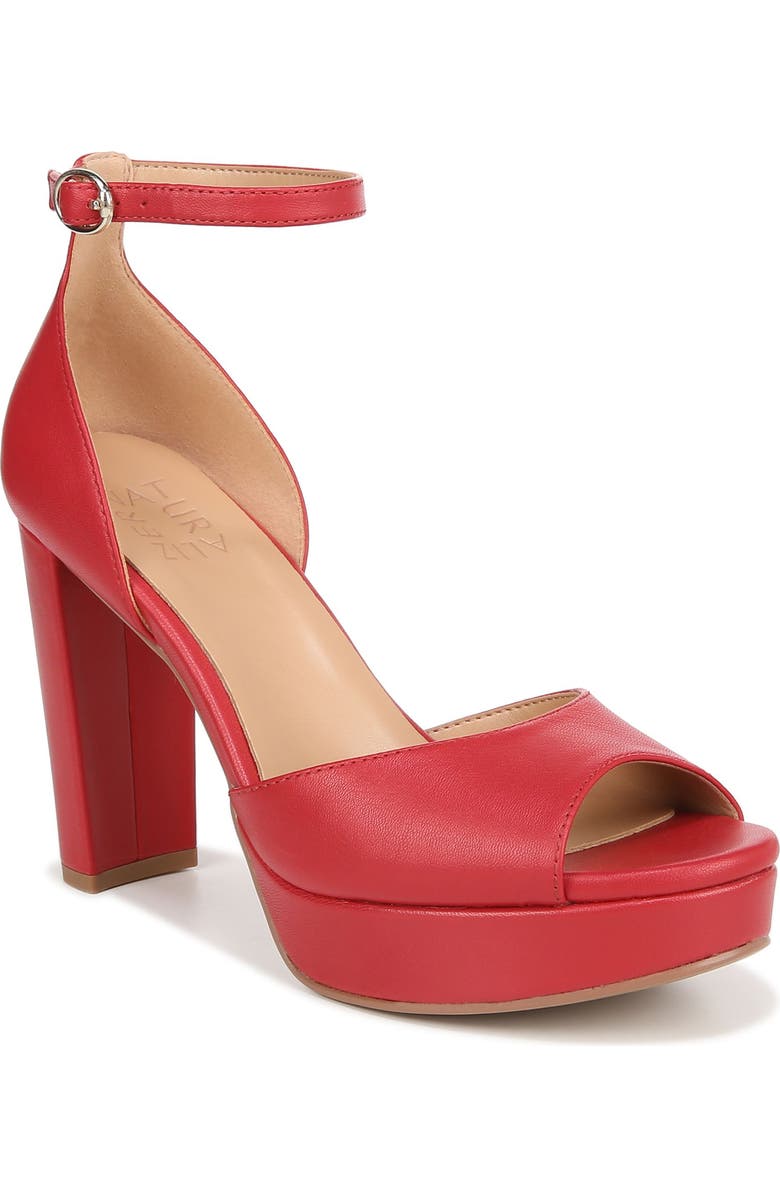 Naturalizer Melina Ankle Strap Platform Sandal, Main, color, Crimson Red Leather