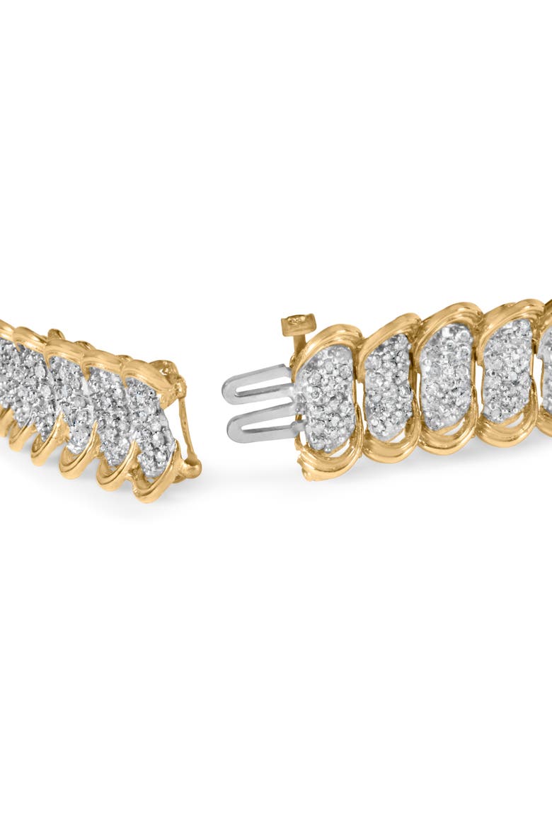 10K Yellow Gold 4.00 Cttw Pave Diamond Classic Link Bracelet, Alternate, color, Yellow