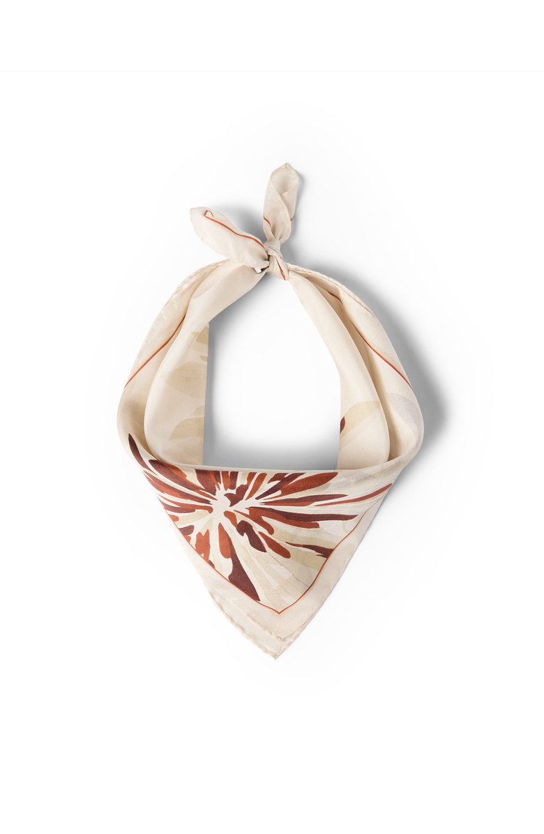 Brunello Cucinelli Bloom print pongee foulard, Main, color, Beige