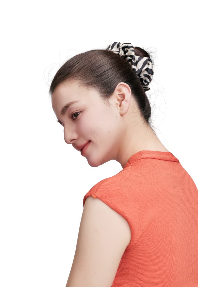 Zyra Silk Scrunchie, Alternate, color, Black
