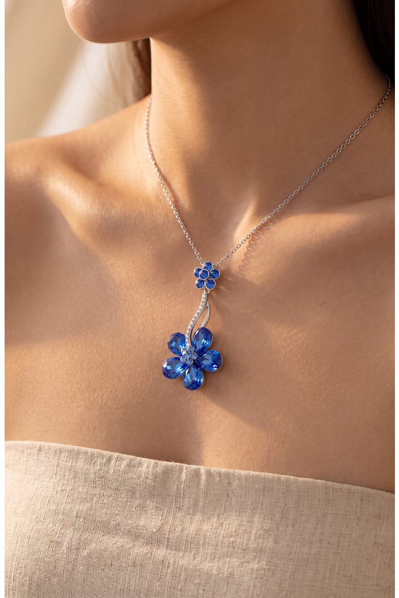 Sapphire Crystal Daisy Flower Pendant Necklace, Alternate, color, Sapphire