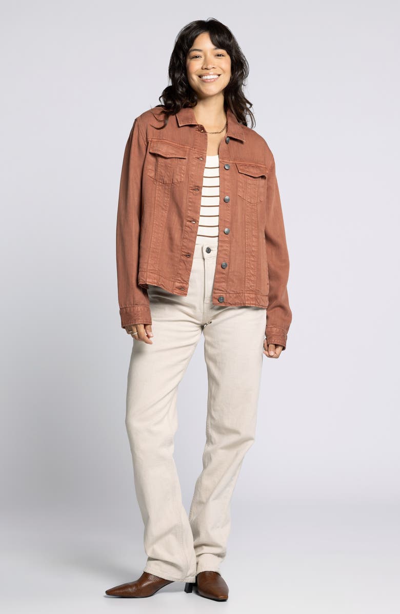 Thread & Supply Jackie Denim Trucker Jacket, Alternate, color, Rustic Brown