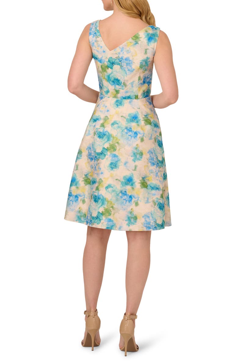 Adrianna Papell Asymmetric Metallic Jacquard Dress, Alternate, color,