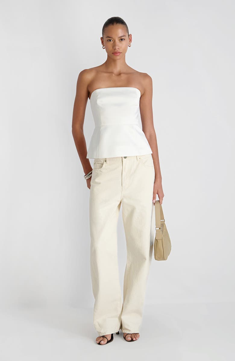 French Connection York Strapless Peplum Top, Alternate, color, Summer White