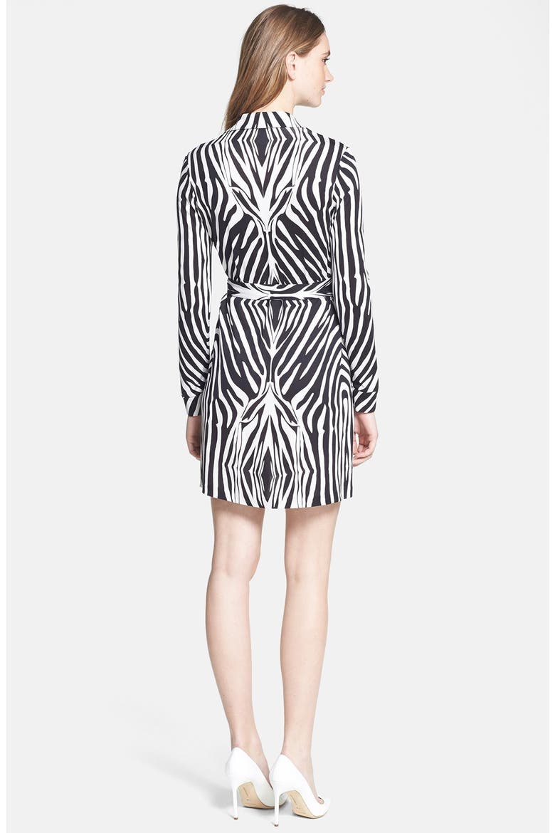 'New Jeanne 2' Silk Wrap Dress, Alternate, color, TETE ZEBRA BLACK