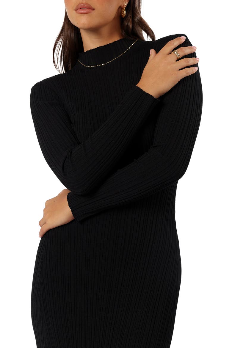 Briar Long Sleeve Midi Dress, Alternate, color, BLACK