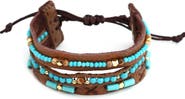 Panacea Turquoise Bead & Leather Adjustable Bracelet