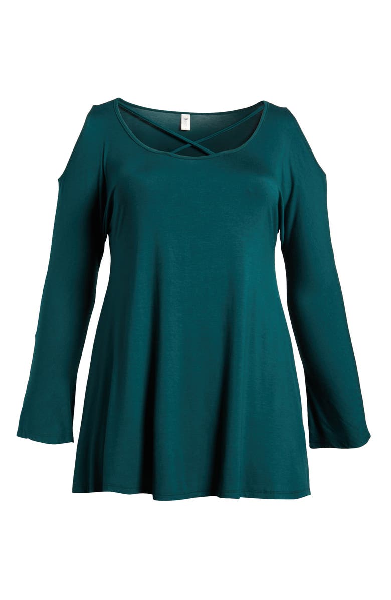 24seven Comfort Apparel Crisscross Strap Jersey Top, Alternate, color, Hunter