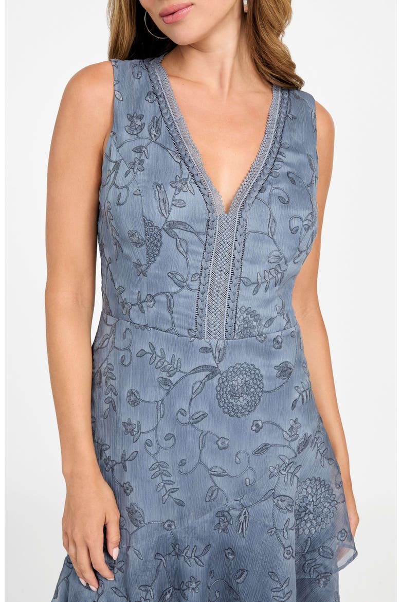 Loren Floral Embroidered Sleeveless Tiered Asymmetric Dress, Alternate, color, FBCP-BRIGH