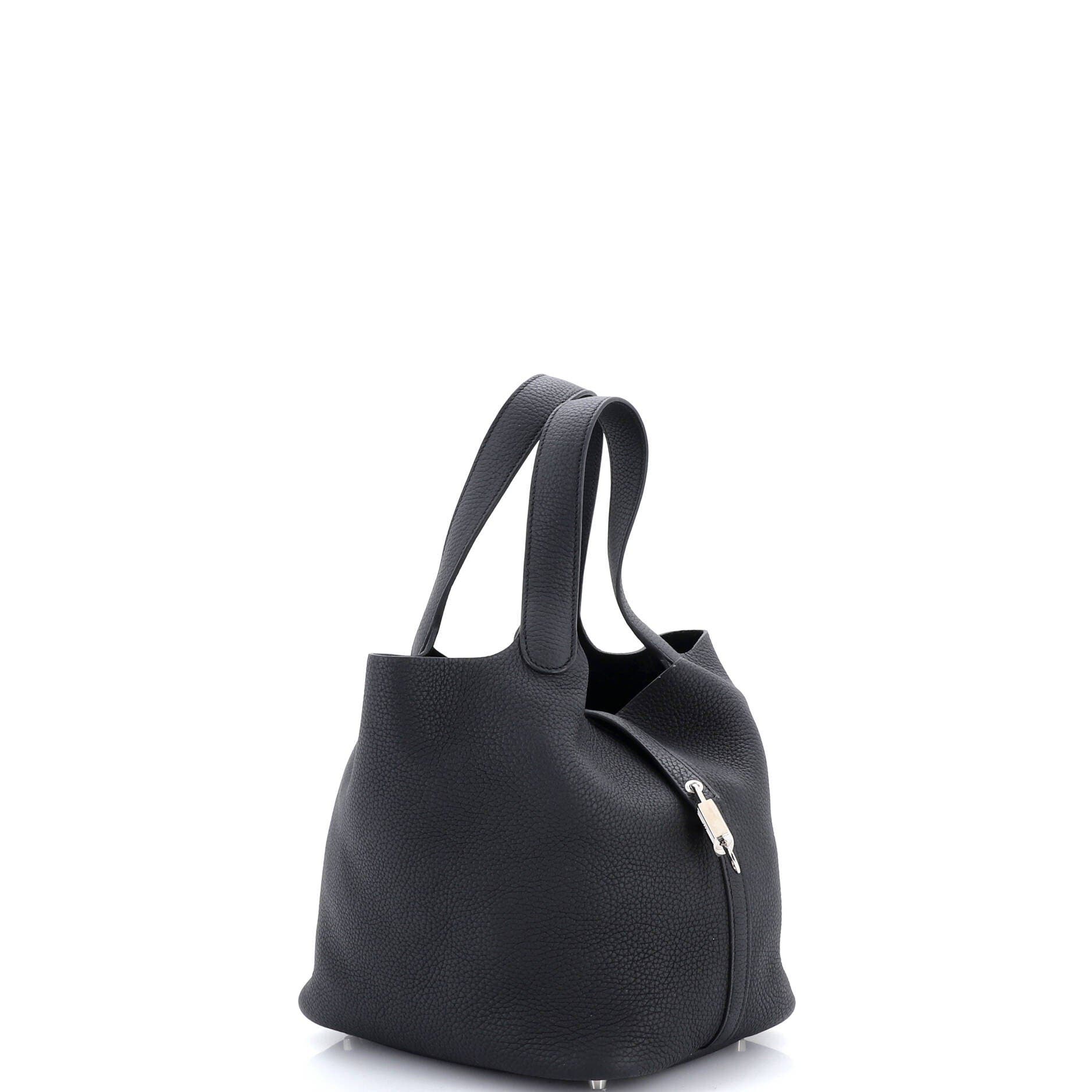 Pre-Owned Hermes Picotin Lock Bag Clemence MM, Alternate, color, Noir