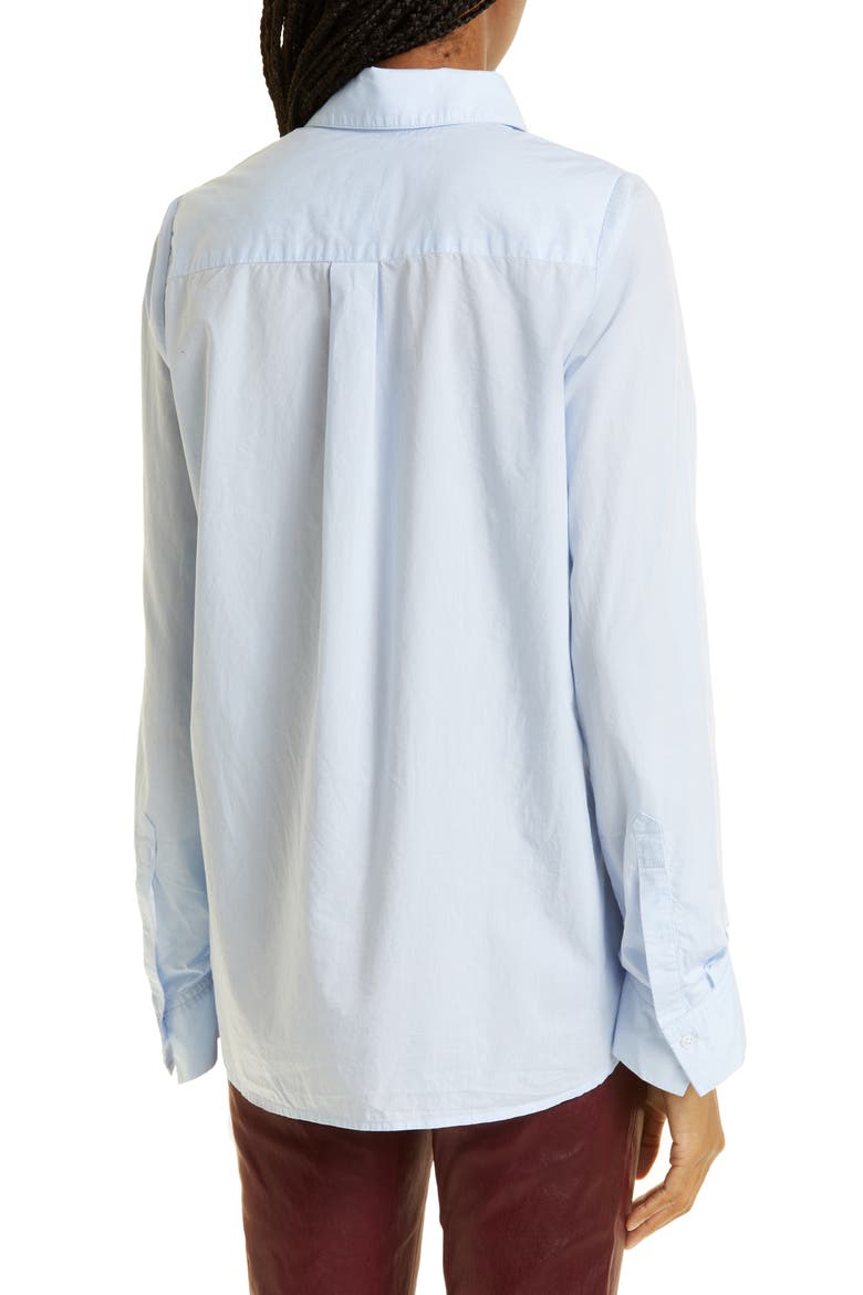 The Boyfriend Cotton Button-Up Shirt, Alternate, color, BABY BLUE