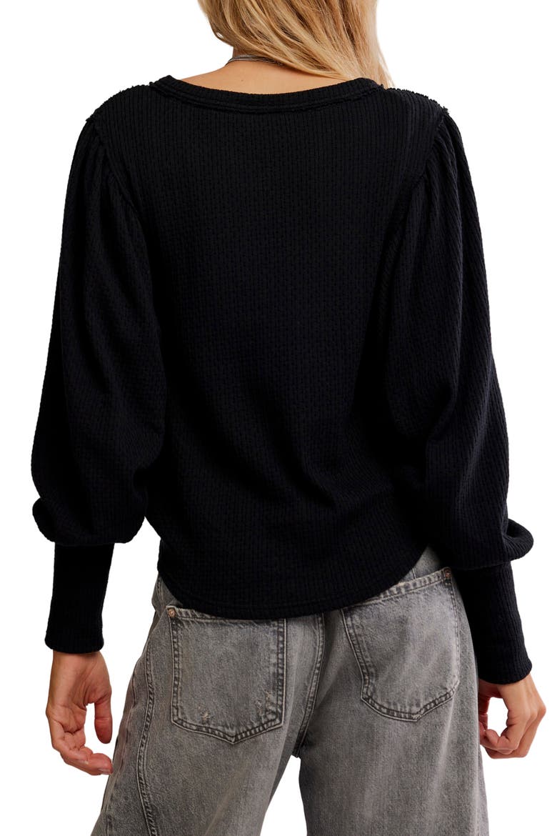 Quinn Rib Henley Top, Alternate, color, BLACK