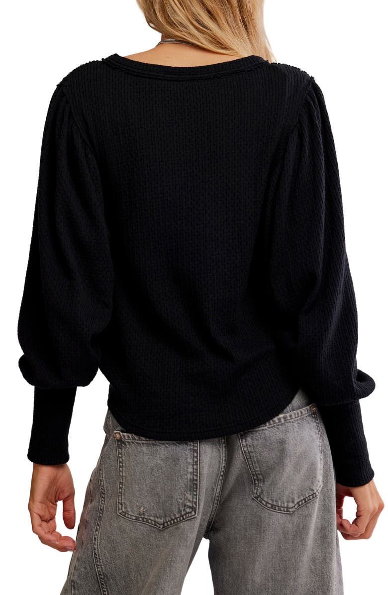 Free People Quinn Rib Henley Top, Alternate, color, Black