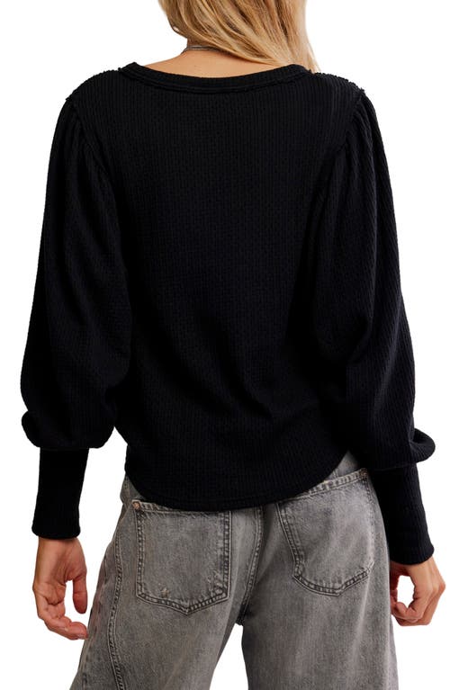 Free People Quinn Rib Henley Top In Black