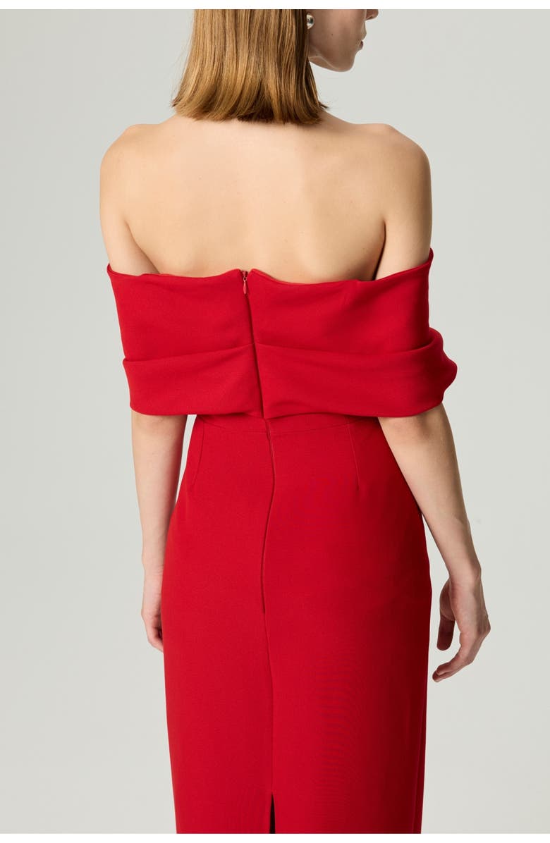 Nocturne Off the Shoulder Midi Dress, Alternate, color, Red