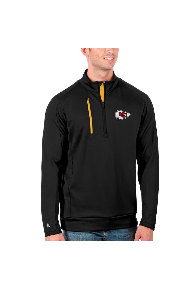 Men's Antigua Black/Gold Kansas City Chiefs Generation Quarter-Zip Pullover Jacket, Main, color, Black