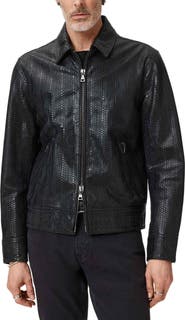 John Varvatos Benjamin Embossed Leather Jacket