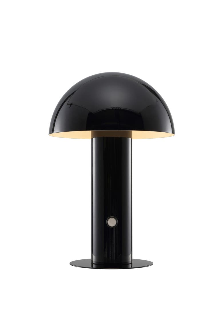 Boletus Contemporary Bohemian Rechargeable/Cordless Iron Integrated Portable LED Mushroom Table Lamp, Main, color, Black