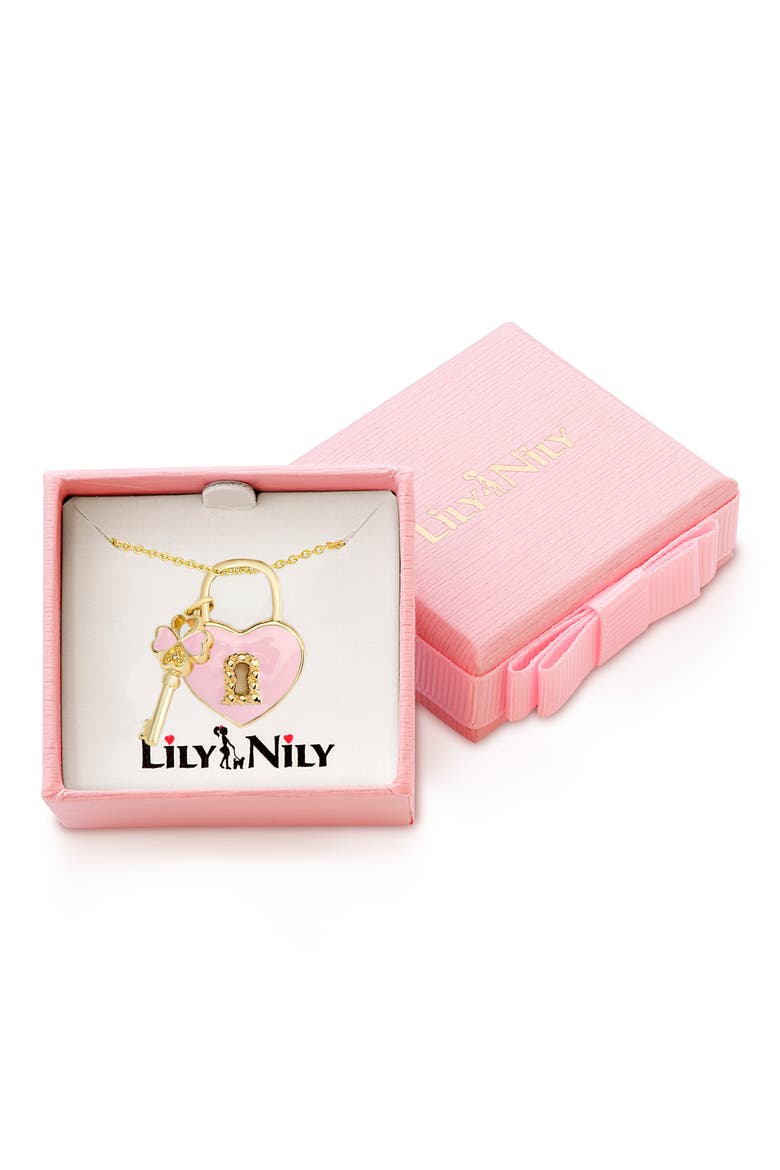 Heart Lock Pendant Necklace, Alternate, color, GOLD