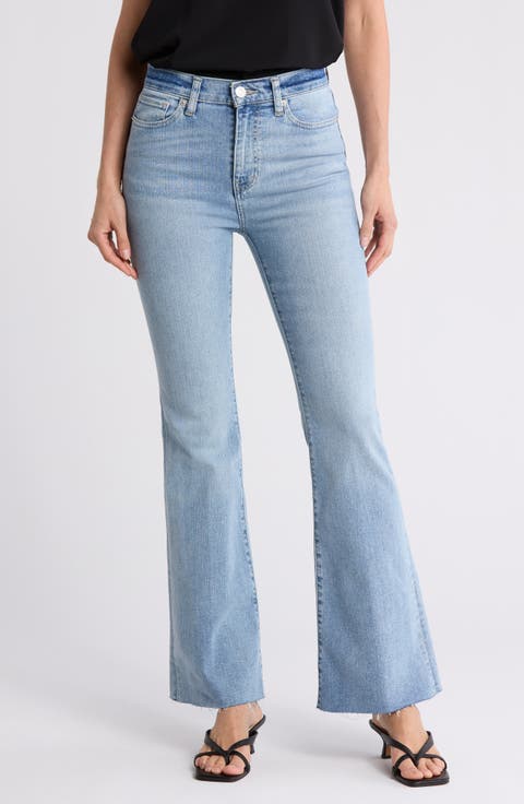Le Easy Raw Hem Flare Leg Jeans (Blue Springs)