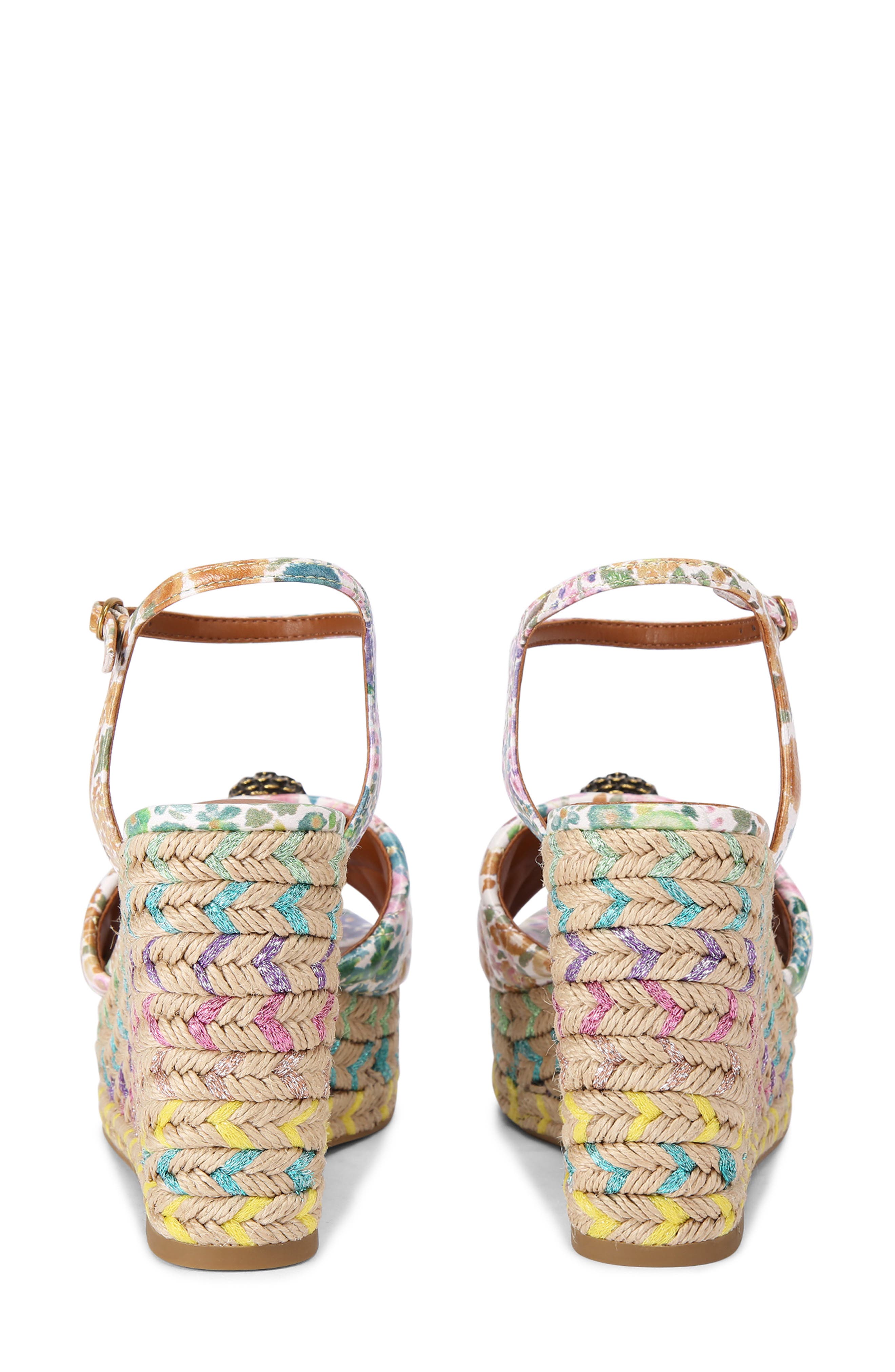 Kurt Geiger London Floral Couture Kensington Espadrille Ankle Strap Platform Wedge Sandal, Alternate, color, 
