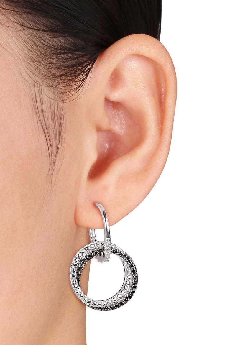 Two-Tone Diamond Circle Drop Earrings, Alternate, color, BLACK