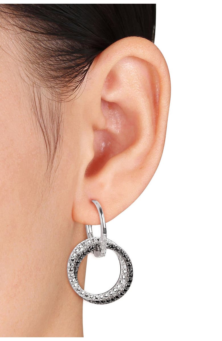 DELMAR Two-Tone Diamond Circle Drop Earrings, Alternate, color, Black